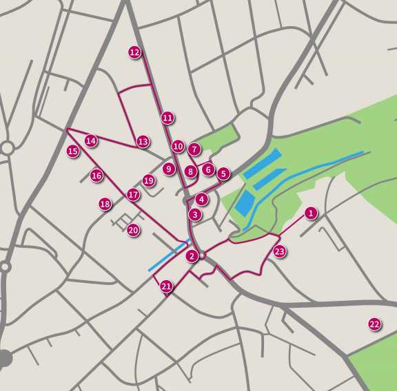 Kartenauschnitt des digitalen Stadtrundgangs
