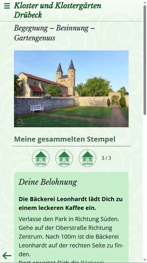 Belohnung fürs erfolgreiche Sammeln von Stempeln