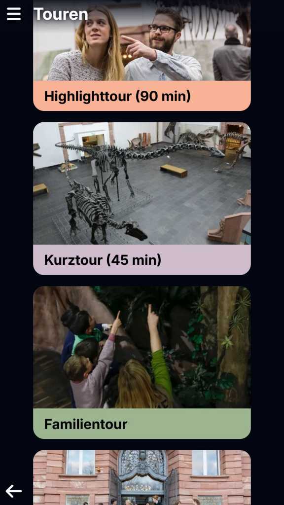 Auswahl der Touren im Senckenberg Museum