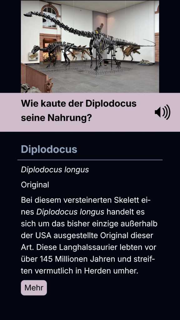 Anzeige der Exponate im Senckenberg Museum