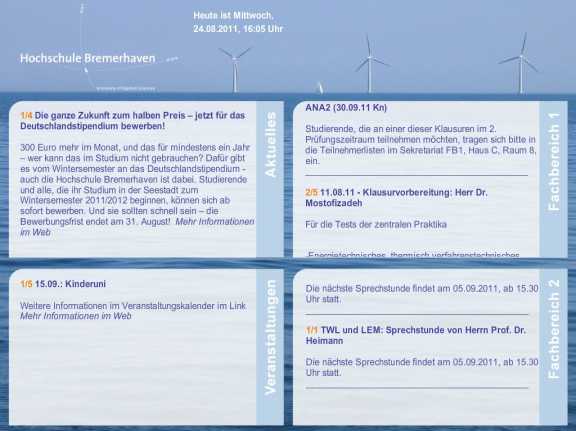 Screenshot Infoscreen HS Bremerhaven Screenshot Infoscreen HS Bremerhaven